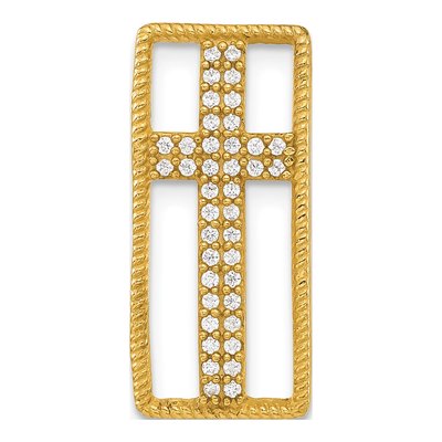 Gold-Plated Sterling Silver CZ Cross Slide Pendant