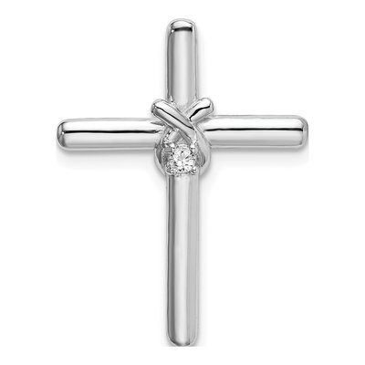 Sterling Silver CZ Cross Slide Pendant