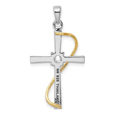 Gold-Plated Sterling Silver CZ Cross Pendant – view 4