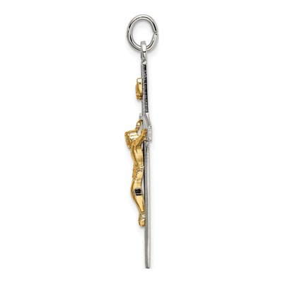 Sterling Silver INRI Crucifix Pendant, Two-Tone – view 3