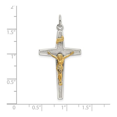 Sterling Silver INRI Crucifix Pendant, Two-Tone – view 5