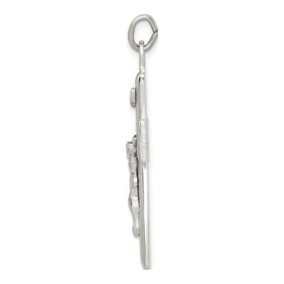 Sterling Silver Black Epoxy INRI Crucifix Pendant – view 3