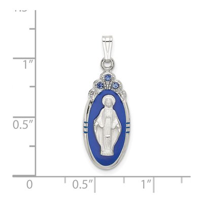 Sterling Silver Crystal Miraculous Medal Pendant – view 5