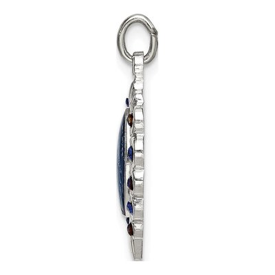 Sterling Silver Crystal Miraculous Medal Heart Pendant – view 3