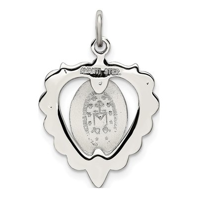 Sterling Silver Crystal Miraculous Medal Heart Pendant – view 4