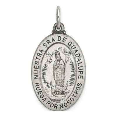 Sterling Silver Our of Guadalupe Medal Pendant