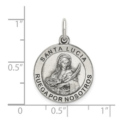 Sterling Silver St Lucy Medal Pendant – view 5