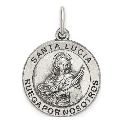 Sterling Silver St Lucy Medal Pendant