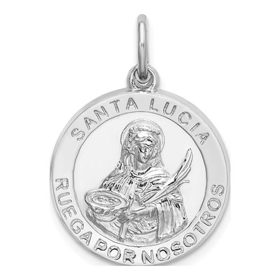 Sterling Silver St Lucy Medal Pendant
