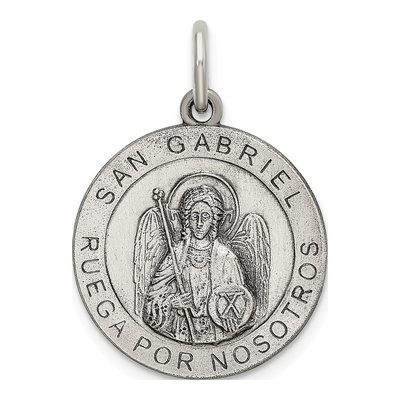 Sterling Silver St Gabriel Medal Pendant