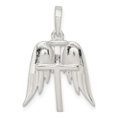 Sterling Silver Wings Cross Pendant