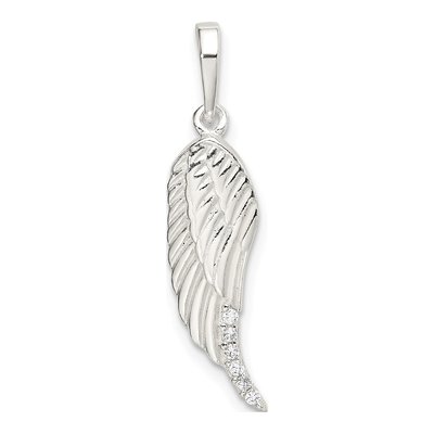 Sterling Silver CZ Wing Pendant
