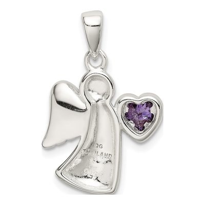 Sterling Silver CZ Angel Heart Pendant – view 4