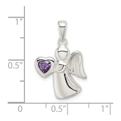 Sterling Silver CZ Angel Heart Pendant – view 5