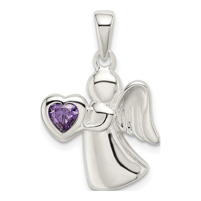 Sterling Silver CZ Angel Heart Pendant