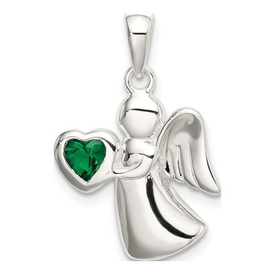 Sterling Silver CZ Angel Pendant