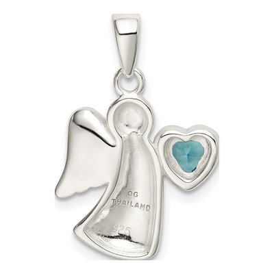 Sterling Silver CZ Angel Pendant – view 4