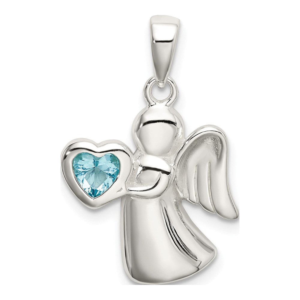 Sterling Silver CZ Angel Pendant