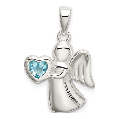 Sterling Silver CZ Angel Pendant