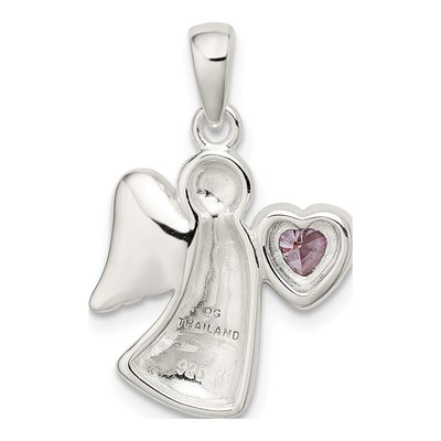 Sterling Silver CZ Angel Heart Pendant – view 4