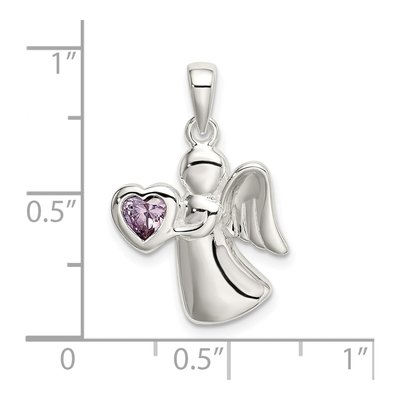 Sterling Silver CZ Angel Heart Pendant – view 5