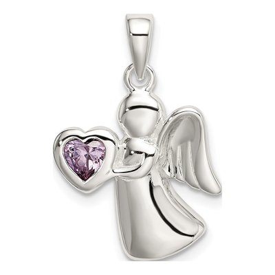 Sterling Silver CZ Angel Heart Pendant