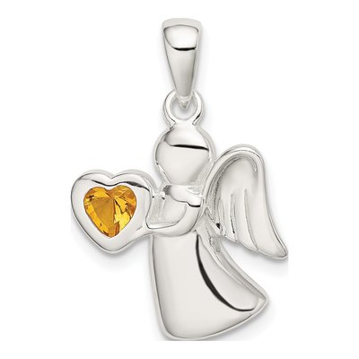 Sterling Silver CZ Angel Pendant