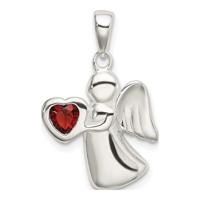 Sterling Silver CZ Angel Pendant