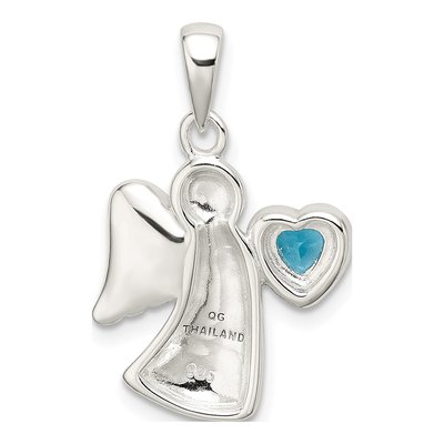 Sterling Silver CZ Angel Pendant – view 4