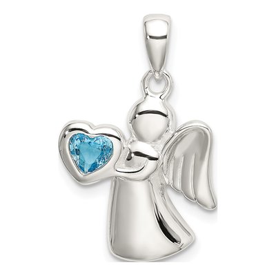 Sterling Silver CZ Angel Pendant