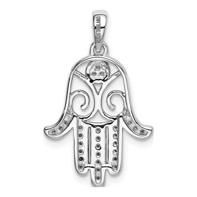 Sterling Silver CZ Chamseh Hamsa Pendant – view 4