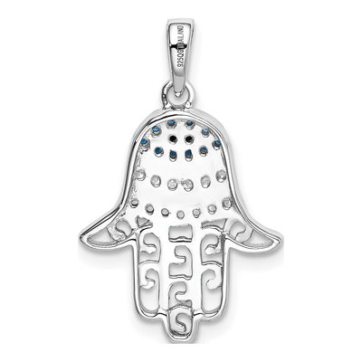 Sterling Silver CZ Chamseh Hamsa Pendant – view 4