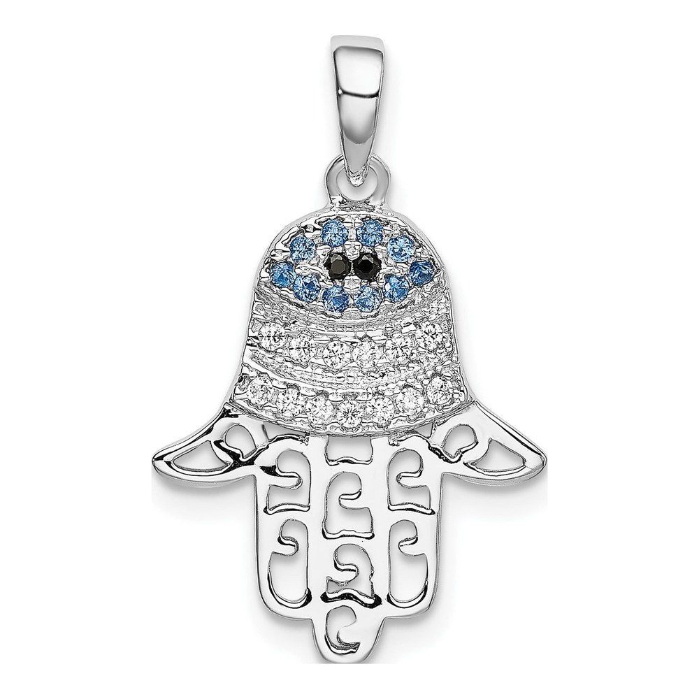Sterling Silver CZ Chamseh Hamsa Pendant