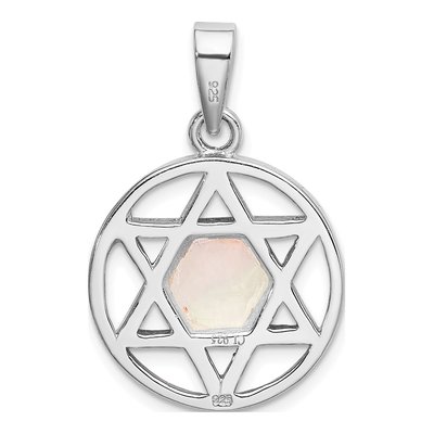 Sterling Silver Mother of Pearl MOP Star of David Pendant – view 4