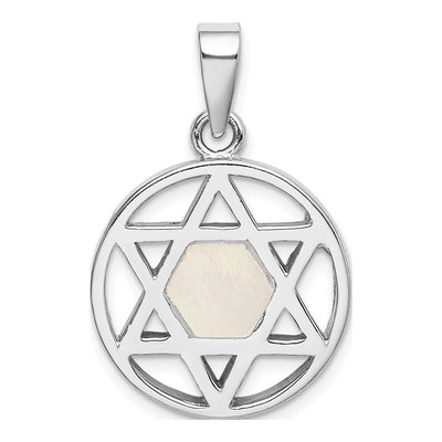 Sterling Silver Mother of Pearl MOP Star of David Pendant