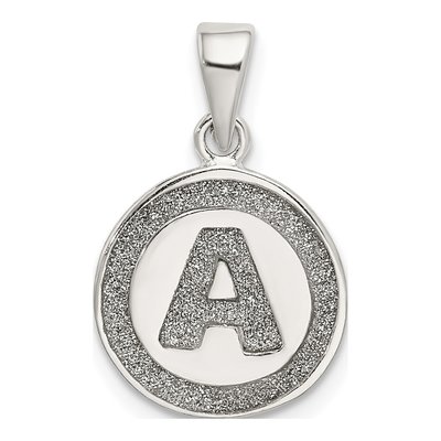 Sterling Silver Glitter Enamel Letter A Pendant
