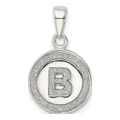 Sterling Silver Glitter Enamel Letter B Pendant
