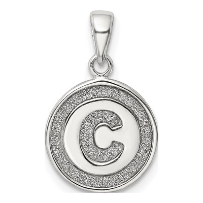 Sterling Silver Glitter Enamel Letter C Pendant