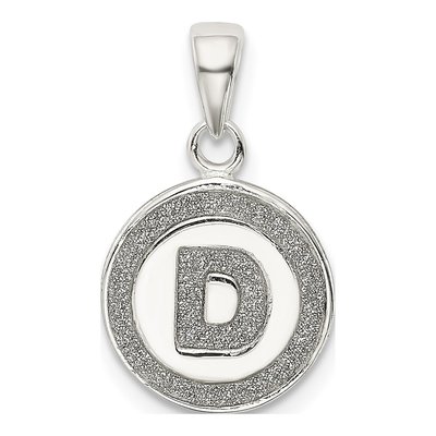 Sterling Silver Glitter Enamel Letter D Pendant