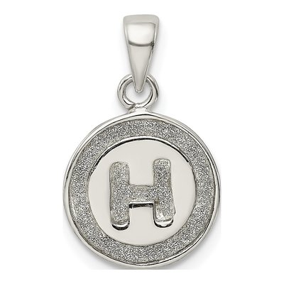 Sterling Silver Glitter Enamel Letter H Pendant
