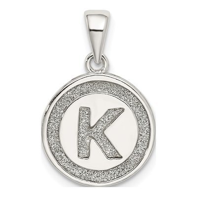 Sterling Silver Glitter Enamel Letter K Pendant