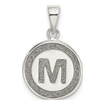Sterling Silver Glitter Enamel Letter M Pendant