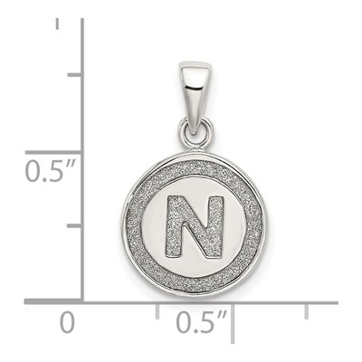 Sterling Silver Glitter Enamel Letter N Pendant – view 4