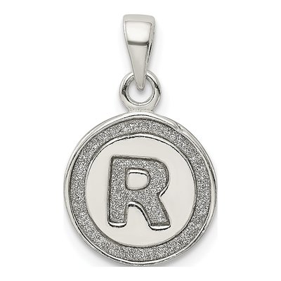 Sterling Silver Glitter Enamel Letter R Pendant