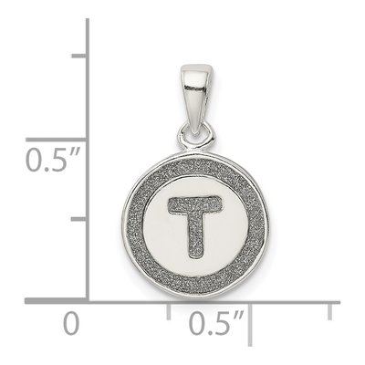 Sterling Silver Glitter Enamel Letter T Pendant – view 4