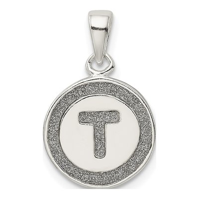 Sterling Silver Glitter Enamel Letter T Pendant