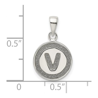 Sterling Silver Glitter Enamel Letter V Pendant – view 4