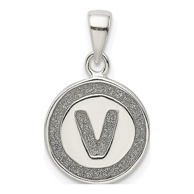 Sterling Silver Glitter Enamel Letter V Pendant