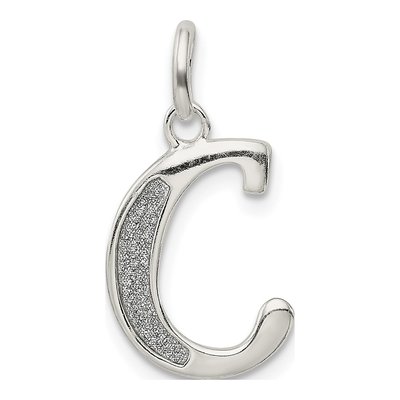 Sterling Silver Glitter Enamel Letter C Charm