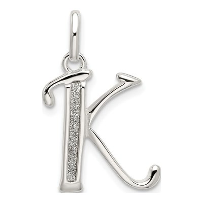 Sterling Silver Glitter Enamel Letter K Charm